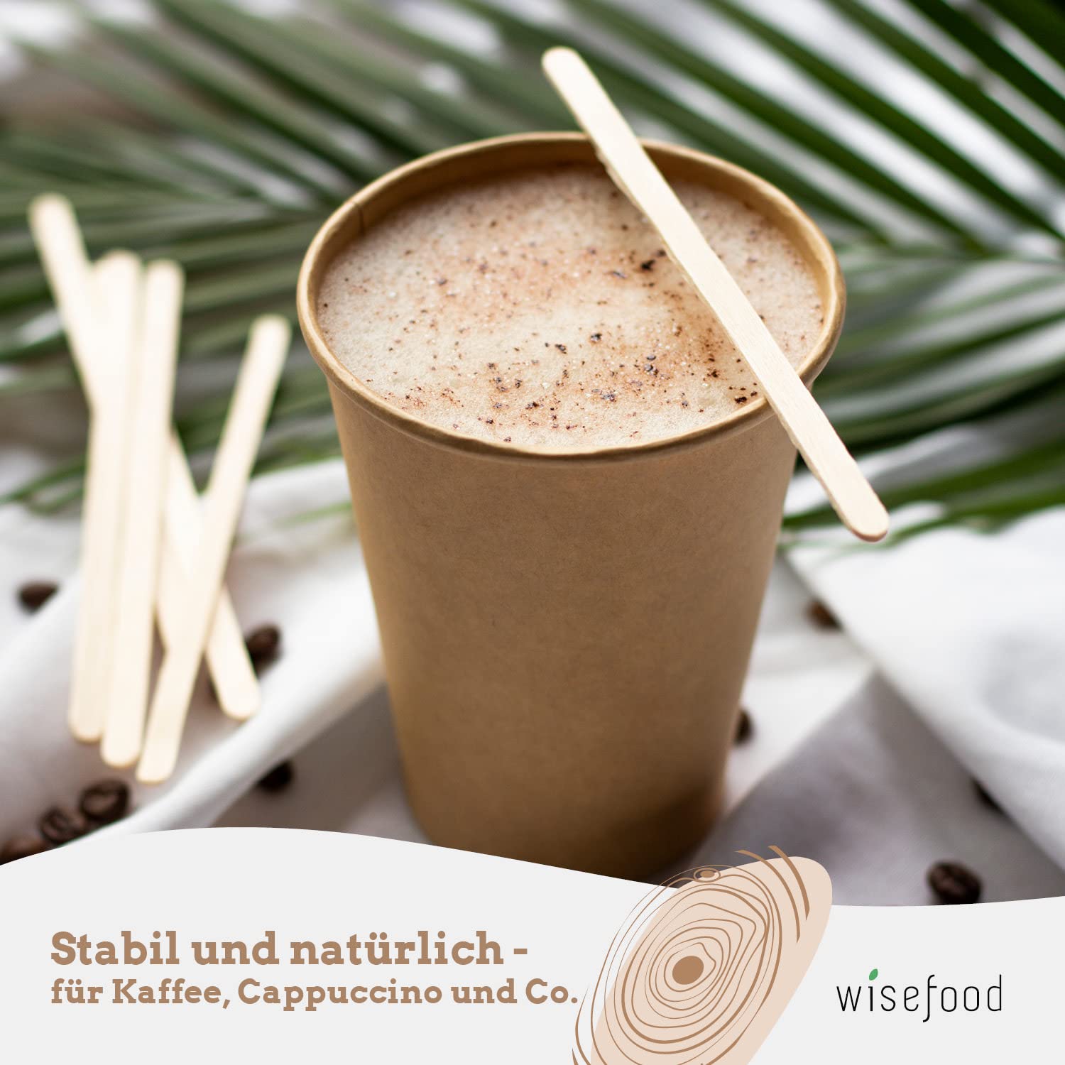 wisefood Kaffee Rührstäbchen aus Holz 14 cm, 5.000 Stück Umrührstäbchen, biologisch abbaubare Kaffeerührer, natürlich, stabil, umweltfreundlich