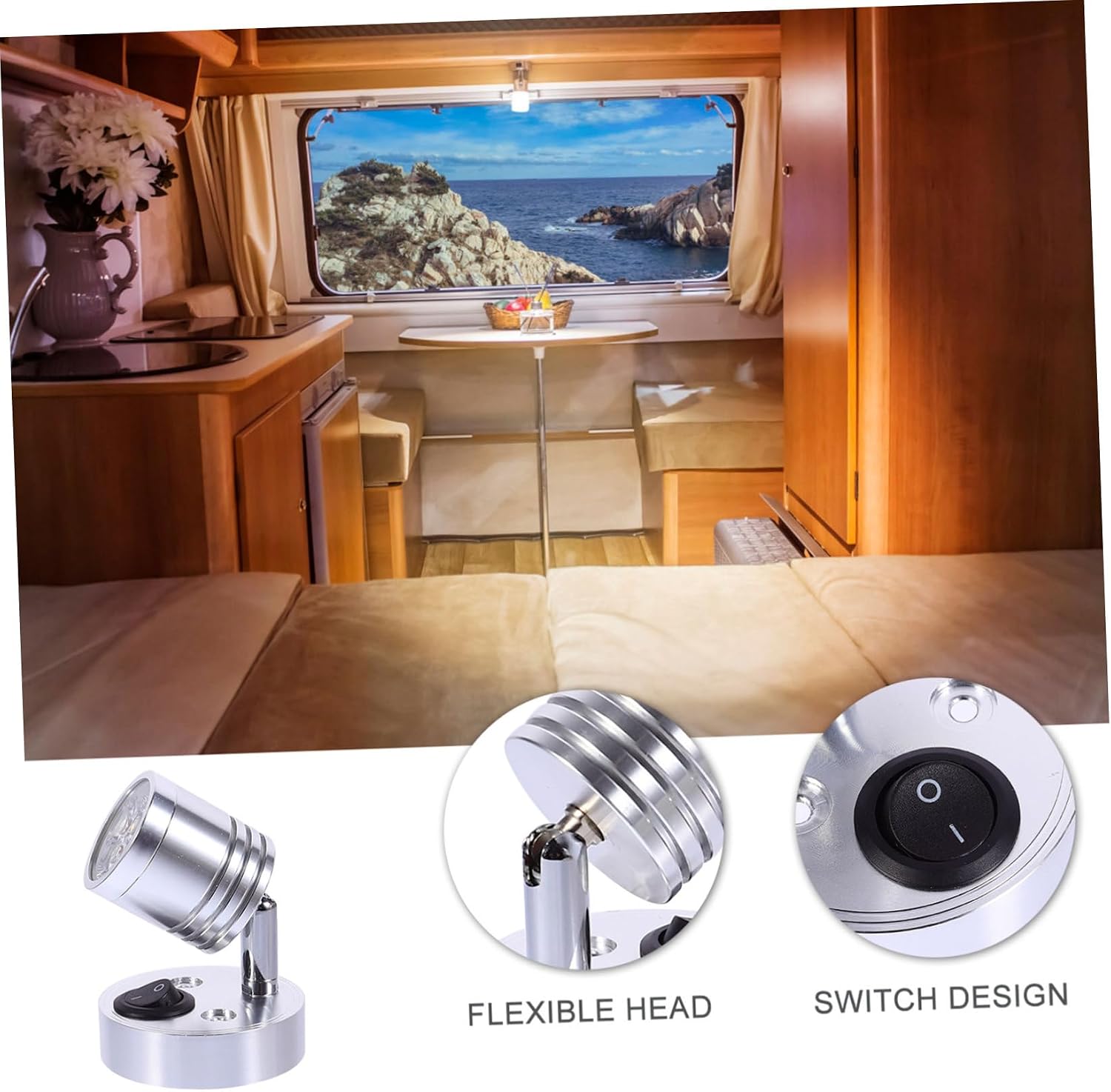 ULTECHNOVO 1pc Aluminum LED Wall Lamp Flexible Suction Light for Rv Yacht and Home Use High Brightness Energy Efficient Warm Light for Kitchens and Cabinets