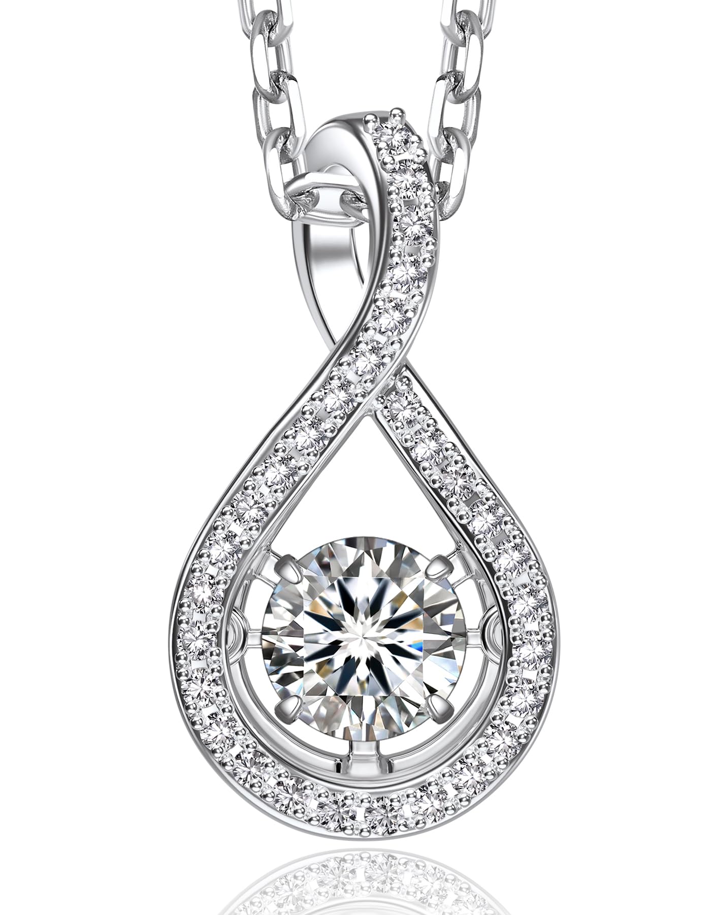 MomentWish Halskette Damen, 1 Karat Moissanite Sparkling Dancing Stein Kette Damen Silber 925 Anhänger Schmuck Geschenk Valentinstag für Frauen Freundin Herz/Halo/Kleeblatt/Hufeisen