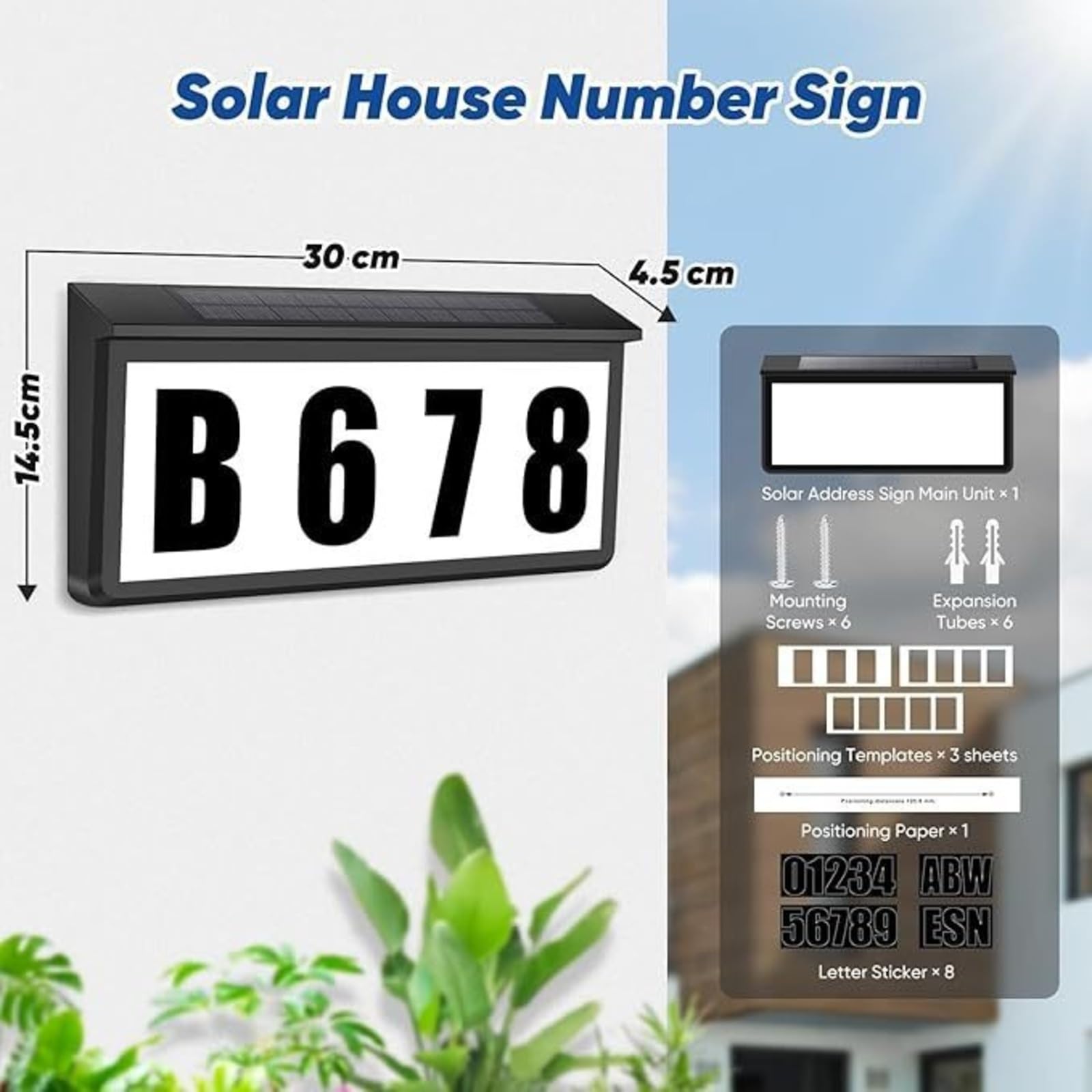 Número de Casa Solar, Señal de dirección Solar, luz LED para exteriores, placa número casa para patio, jardín, entrada para hogar,jardín