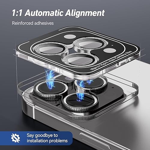 Miniatura 202 de Paquete de 3 x 2 protectores de lente de cámara Jeluse para iPhone 14 Pro Max para iPhone 14 Pro, cubierta protectora de pantalla de vidrio templado