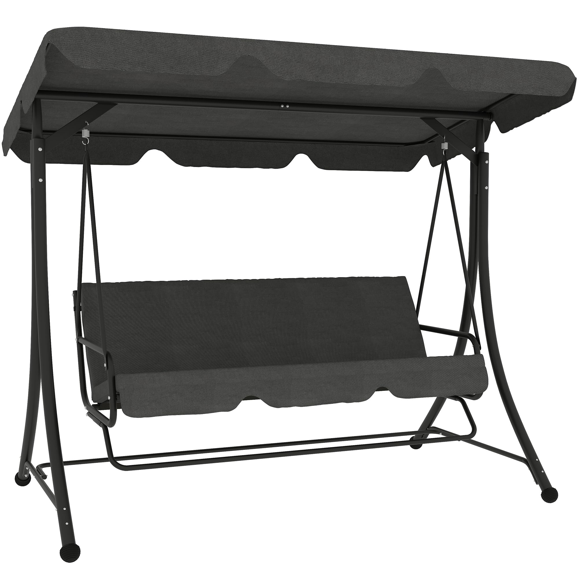 Outsunny Columpio de Jardín Exterior de 3 Plazas Balancín de Jardín Exterior con Toldo Ajustable Reposapiés Retráctil y Cojines Carga 330 kg 200x127x170 cm Gris