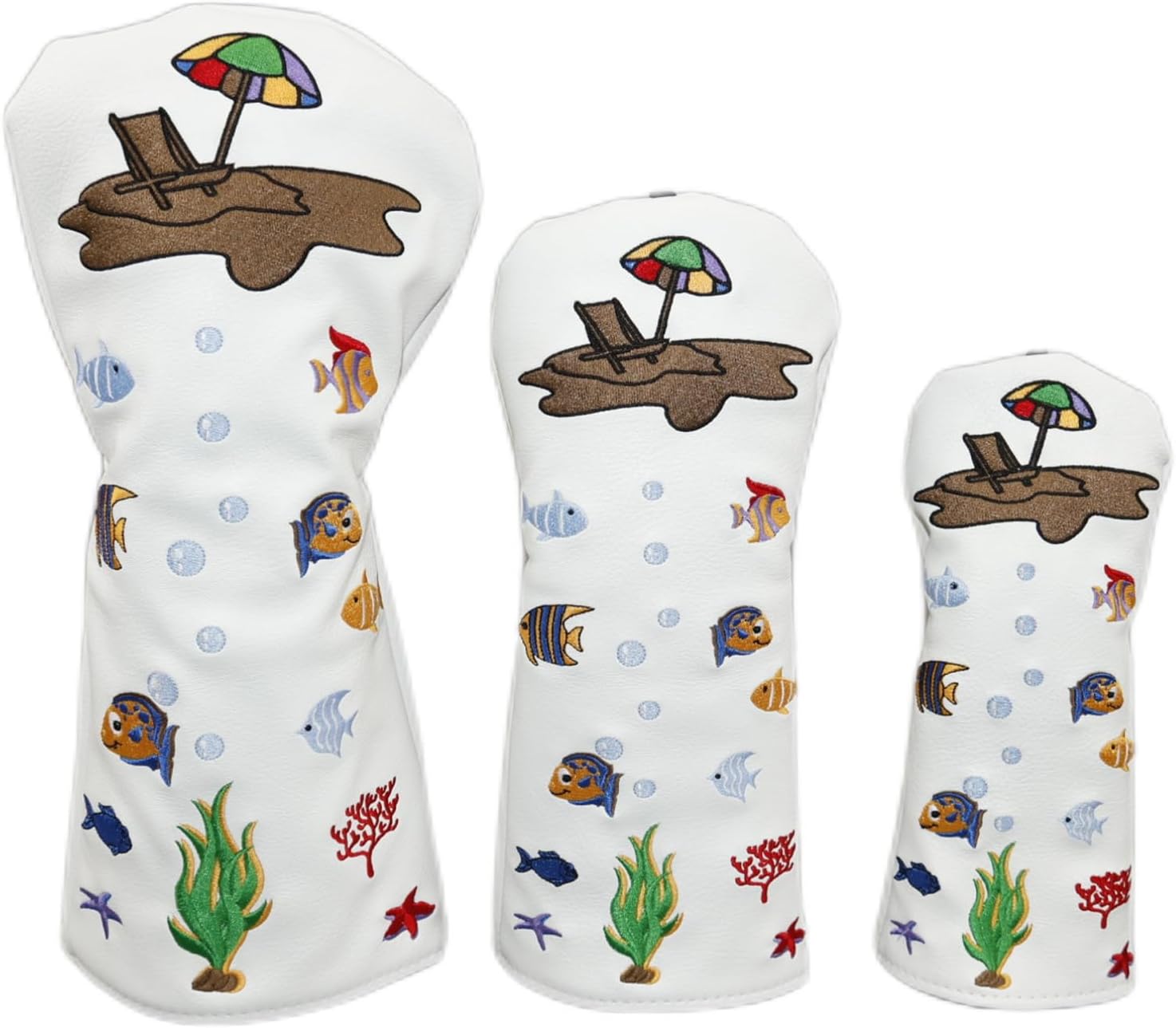 Golf Wood Protector Stylish Beach Print Easy Use Club Head Cover