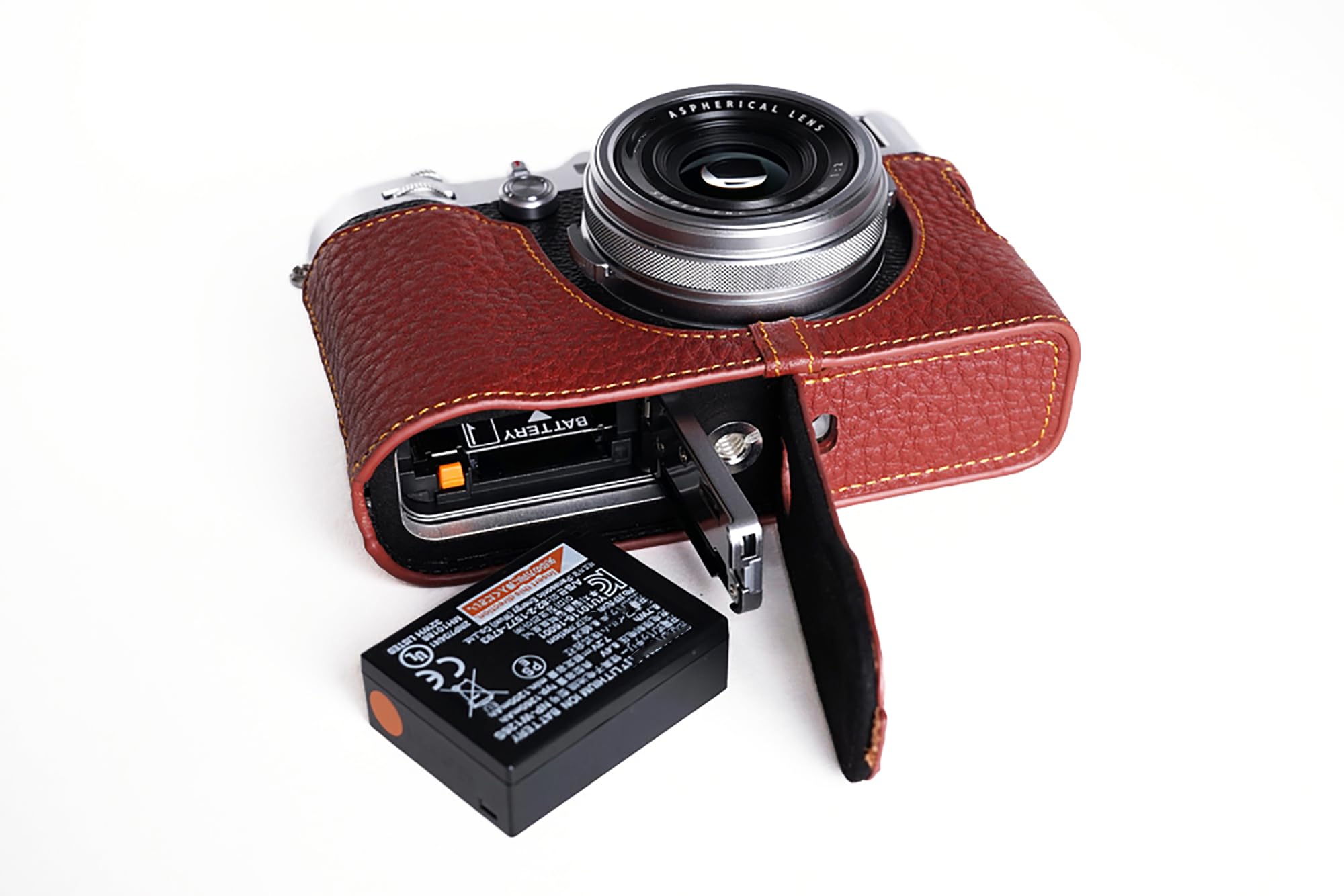 Demi-sac cuir véritable Fujifilm X100F marron étui protection base ouvrable TP - 5