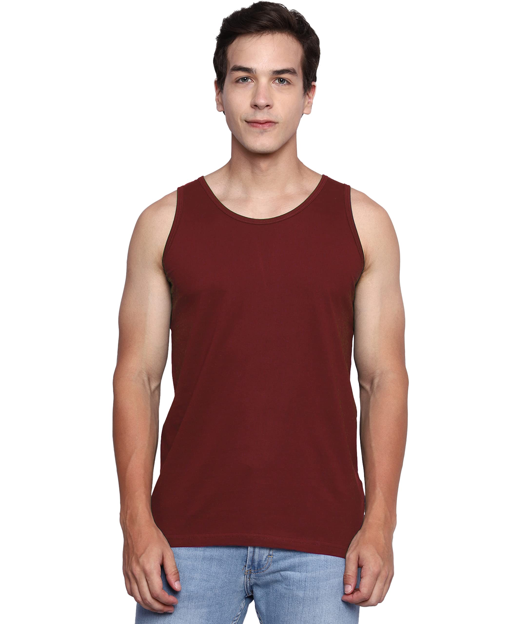 fabious Sleeveless Tank Top for Men | Plain Ring Spun Super Combed Bio-Washed Cotton-picture-22