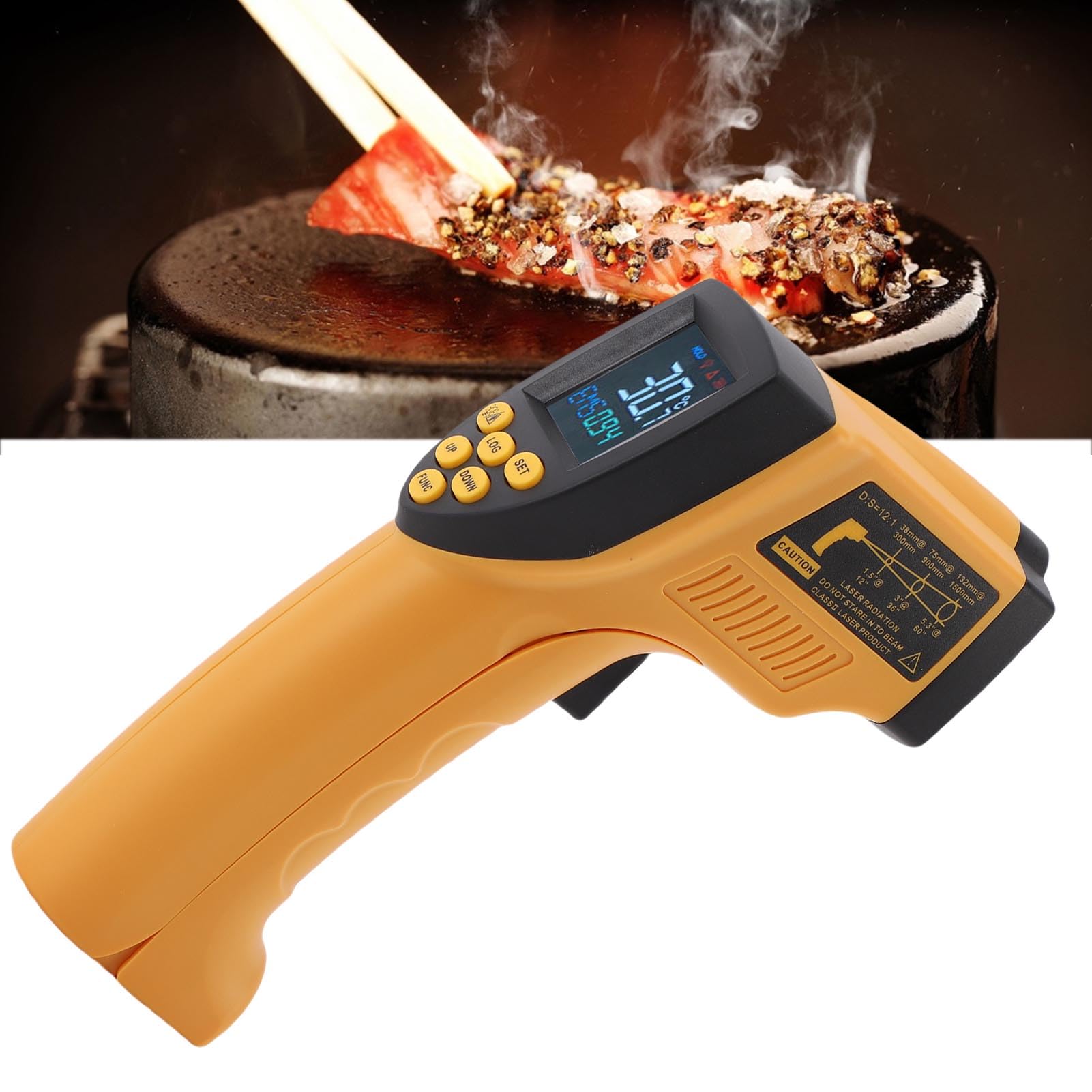 ViaGasaFamido Pistola Termometro a Infrarossi, Materiale ABS, Rapporto D:S 12:1, da -58°F a 1382°F per Cucinare, Cuocere Al Forno, Barbecue e Uso Automobilistico