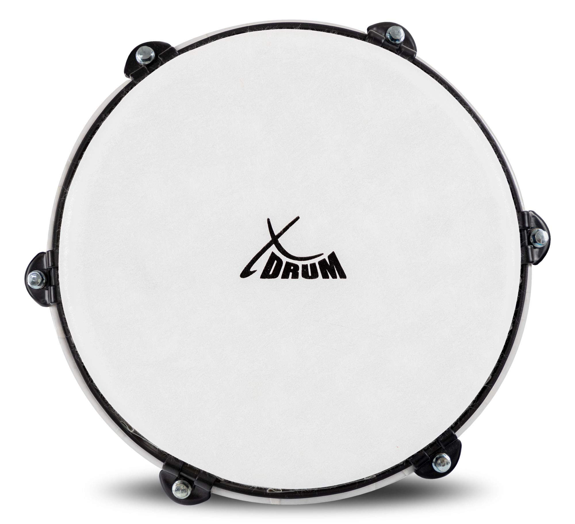 XDrum Djembe 10" Silver Brush, Djembe estilo africano, Altura: 20" (50 cm) | Diámetro: 10" (25 cm), Fabricado en PVC, 6 tornillos de afinación, Piel sintética con aspecto natural, Base de goma, Peso: 2