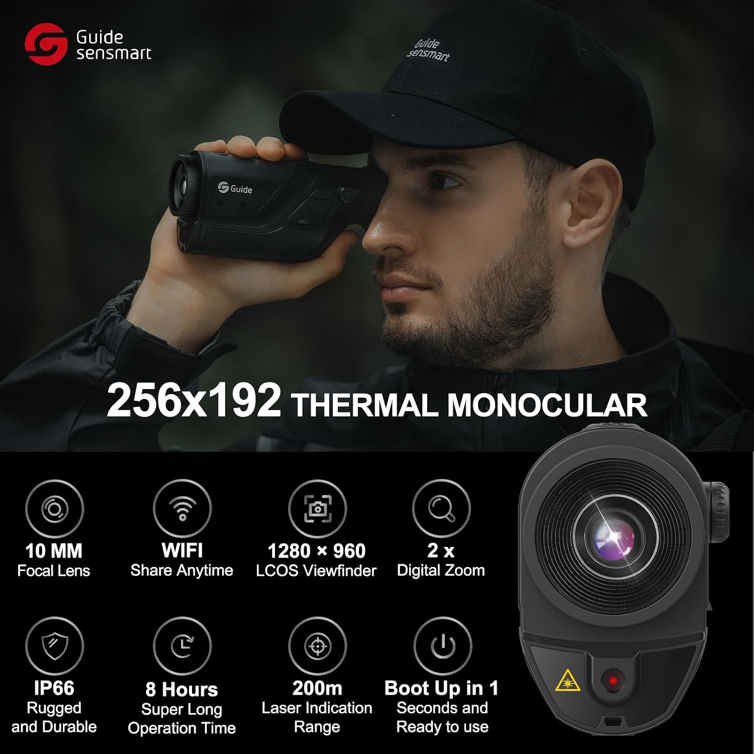Guide Sensmart TD210 Monocular with key features highlighted