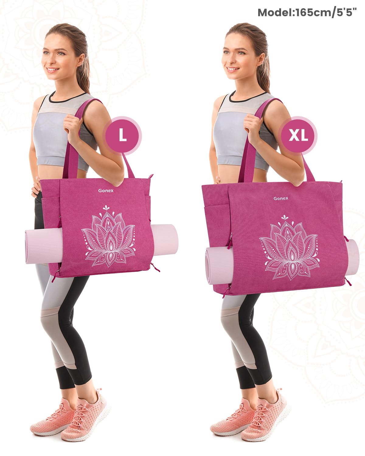 Gonex Borsa per Tappetino Yoga, con Accesso Facile e Tasche Multiple Yoga Mat Bag in Tela Impermeabile, per Donna e Uomo, Perfetta per Palestra e Pilates