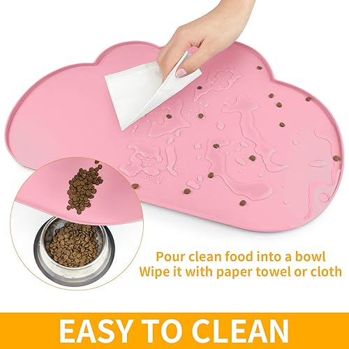 Miniatura 44 de Ptlom Mantel individual de silicona para perros y gatos, antideslizante, impermeable, para alimentos y agua, tapete para bandeja para cachorros