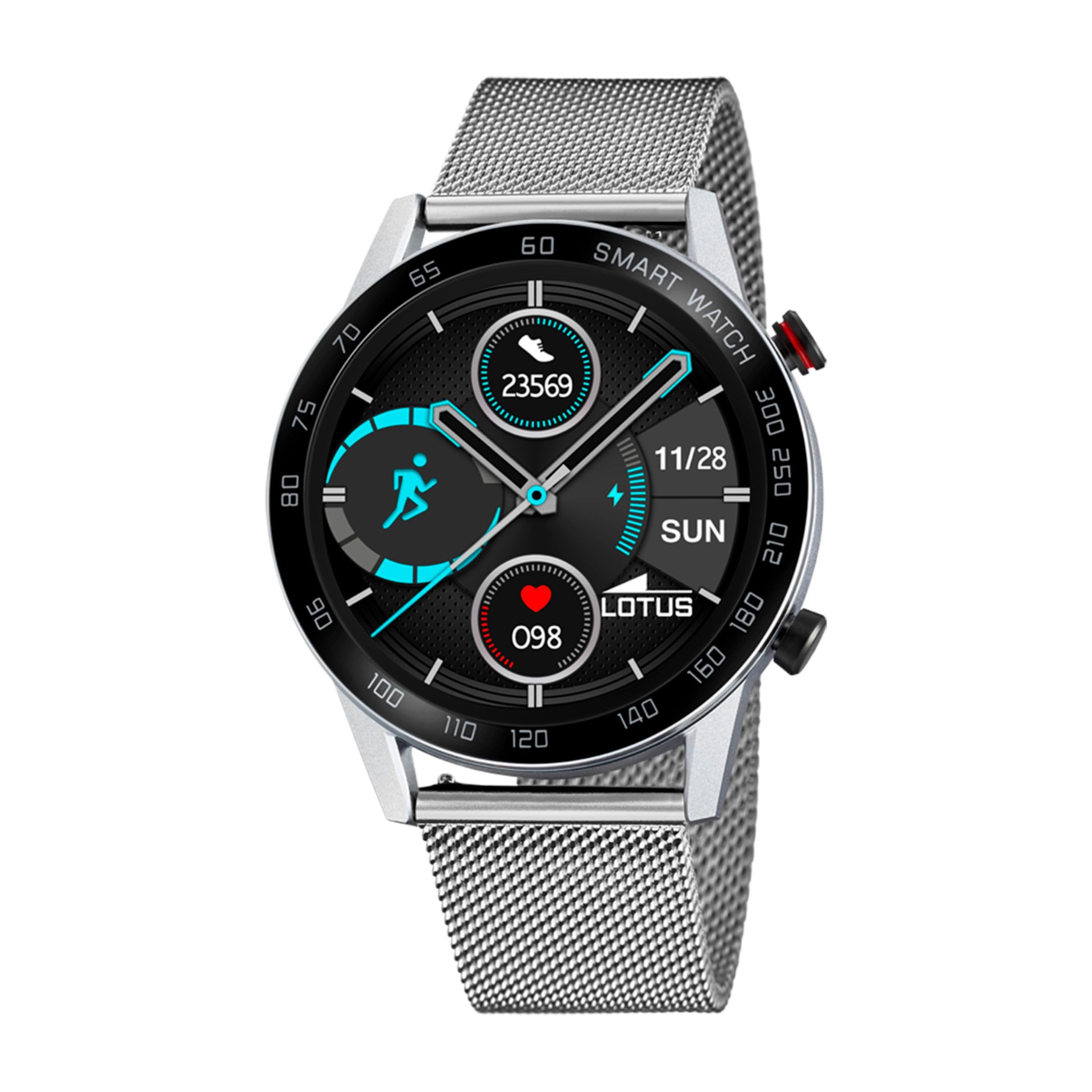 LOTUS Reloj Inteligente Hombre - Smartwatch de Acero Inoxidable 316l Gris - Resistente al Agua IP65 50017/​1 - Control Música, Cuenta Pasos y Calorías, Teléfono, Deportes, Frecuencia Cardíaca