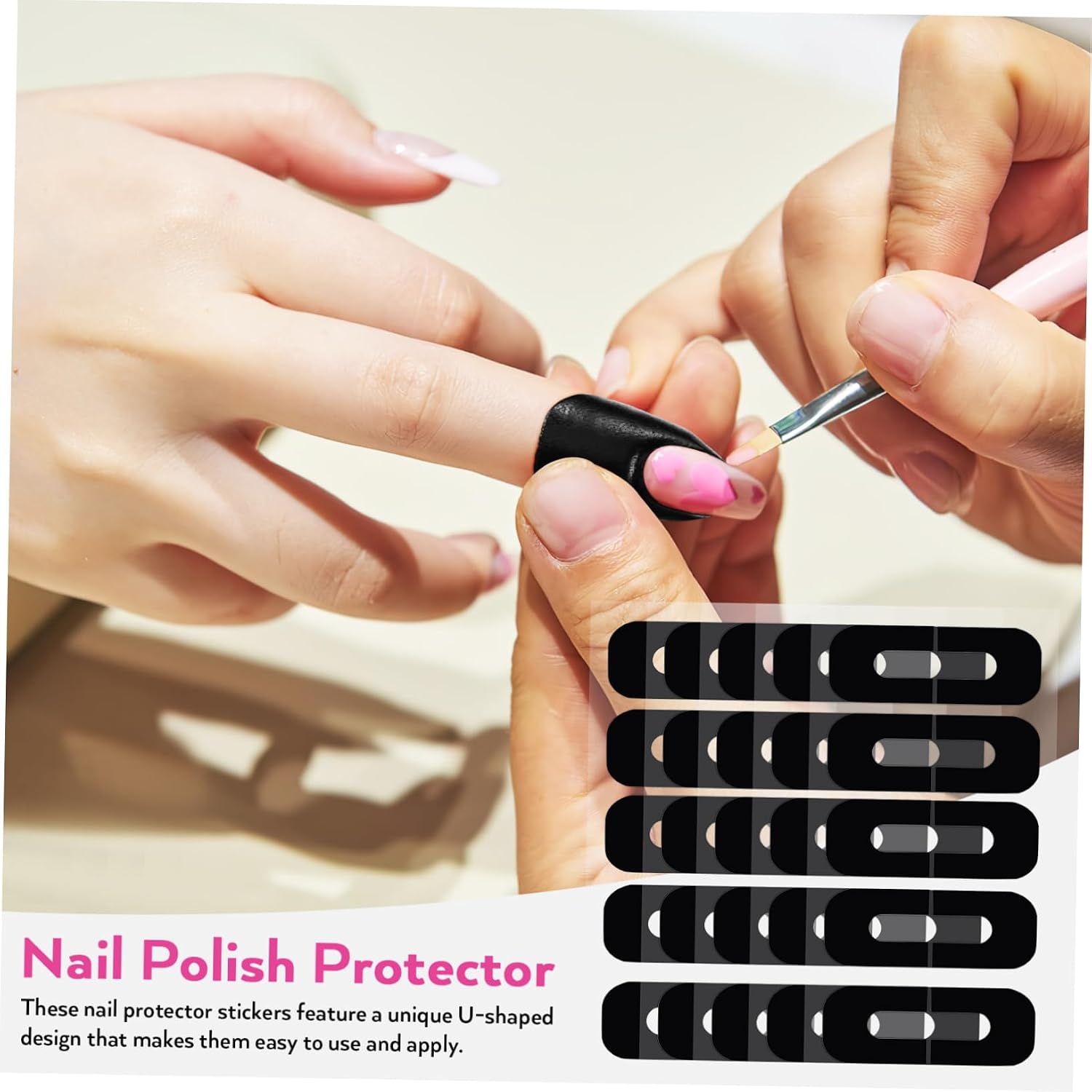 100Sheets Nail Polish Protector Stickers Shaped Non Slip Nail Protectors for All Finger Protection from Gel Polish for DIY Nail Art and Salon Use