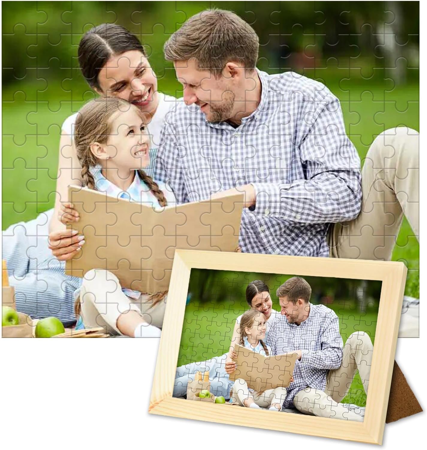 ATOOZ Personalized Puzzle with Frame 120 Pieces,Custom Puzzles from Photos Customized Puzzles for Mom Dad Custom Holiday Father Birthday Present