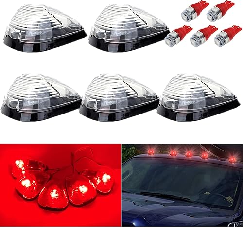 GLOFE 5 luces transparentes para techo con marcador de cabina 264143AM con 5 bombillas LED rojas T10 compatibles con Ford E150 E250 E350 E450 F150
