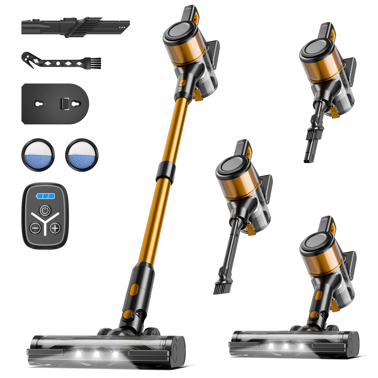 Cordless Vacuum Cleaner 38Kpa Vacuum Cleaners for Home 55Mins Lightweight Stick Vacuum with LED Display Anti-Tangle Wall Mount