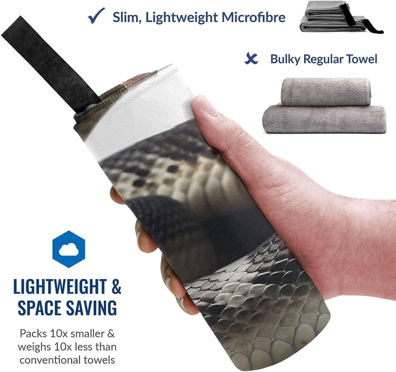 KHiry Microfiber Towel Beach Towels Cobra Snake Quick Dry Towel Soft Lightweight Travel Towels Absorbent Large Easy Pack Travel Things Beach Blanket for Gym Sports Swimming, White