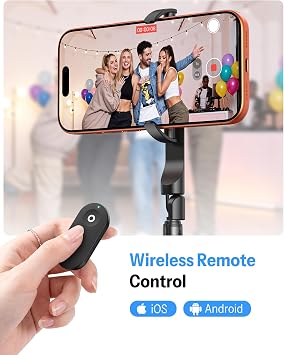 OMOTON 68 Magnetic Phone Tripod with Remote, Selfie Stick for iPhone Black