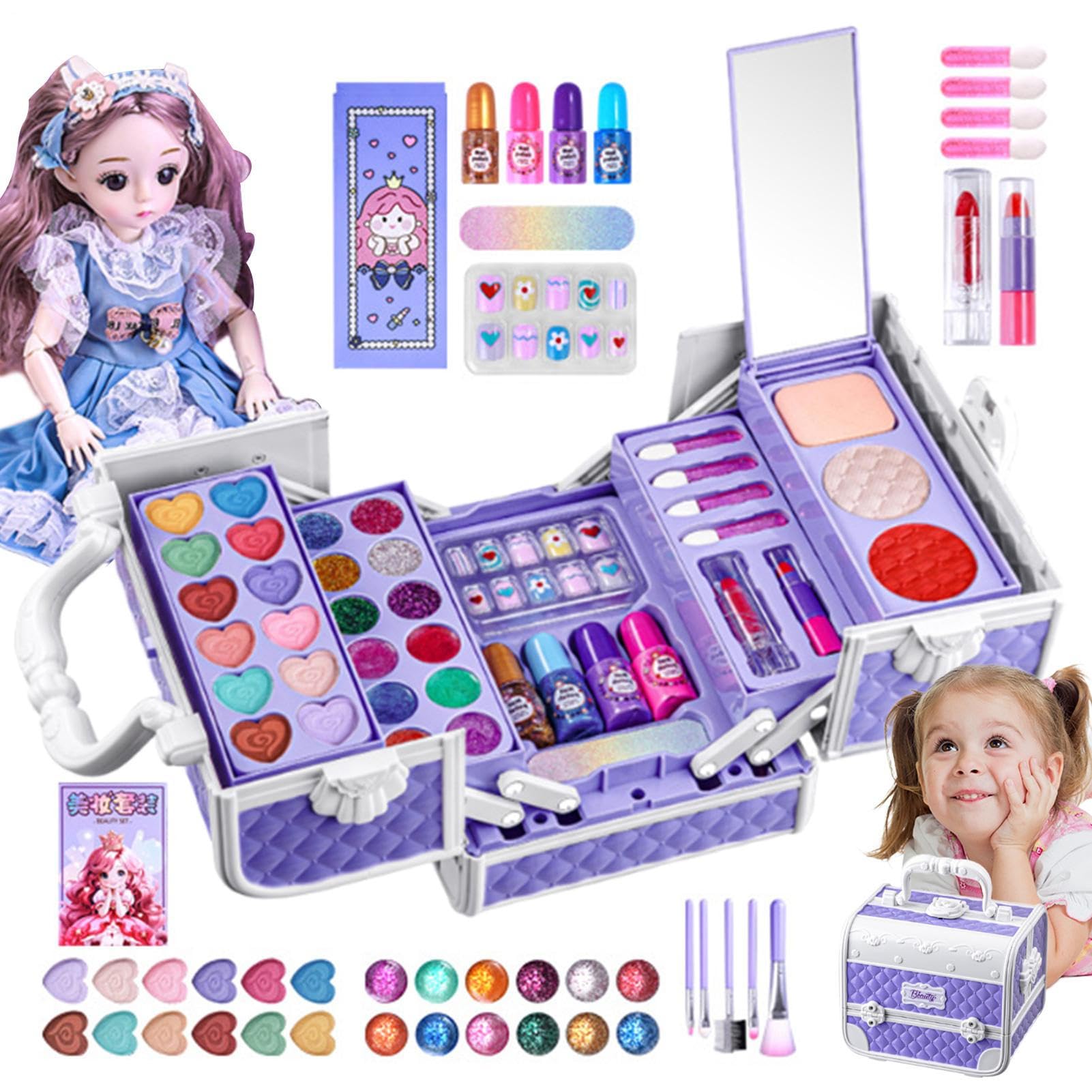 Maquillaje de Belleza para niños – Set de Glamour Lavable, cosmético de