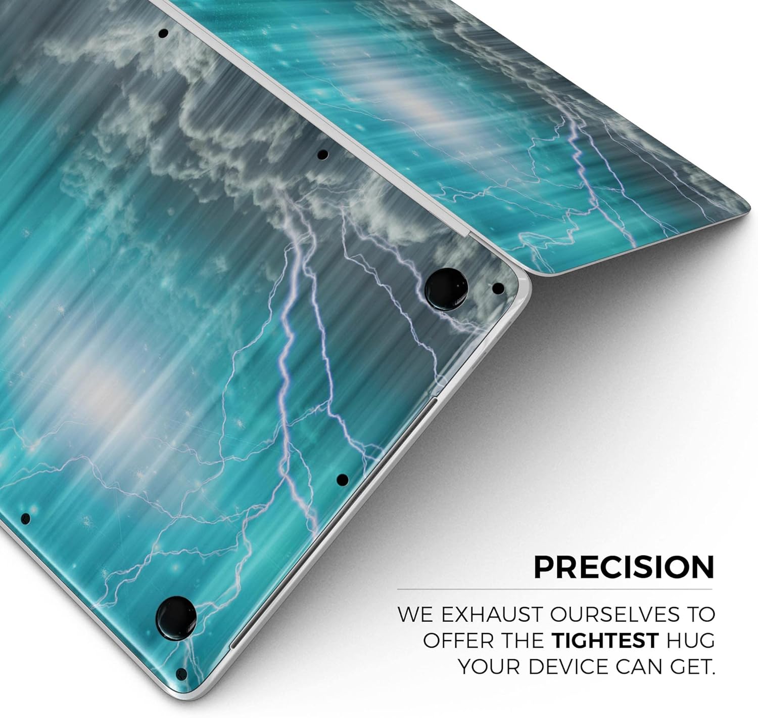 DesignSkinz - Teal Twilight Zone with Strikes of Lightening - Full-Body Wrap Protective Decal Skin Kit Compatible with MacBook 13" Pro M1 (A2338)