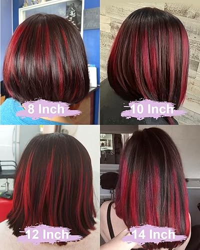 Miniatura 51 de Evala Bob Wig Human Hair Black Bob Lace Front Wig 10 inch Middle Part Short Bob Wig 13x4x1 Frontal Lace Wig #1 Jet Black Color Bob Wigs 150% Density