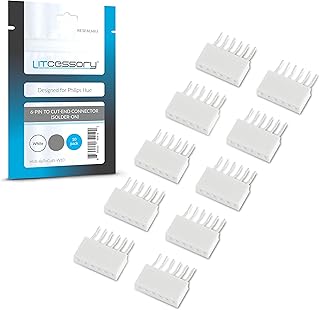 Litcessory 6-Pin to Cut-End Connector for Philips Hue Lightstrip Plus (Solder-On) (10 Pack, White - MICRO 6-PIN V4)