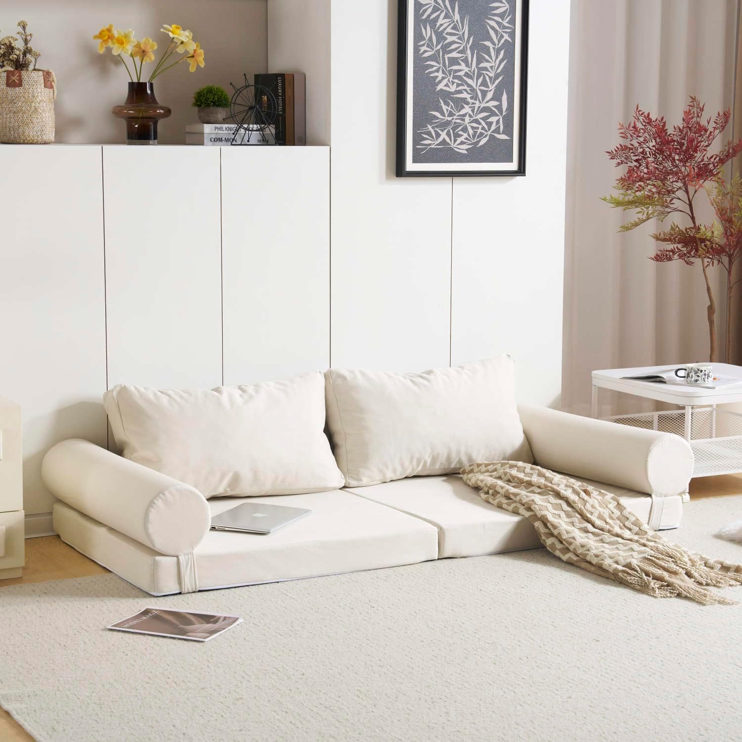 2人掛けソファベッド フロアソファ コンパクト ローソファ クッション