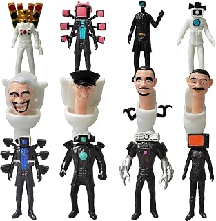 GLXYSN 12Pcs Skibidi Toilet Action Figures, Skibidi Battle Action Figure Horror Cartoon Movies Character Action Figure Model for Kids Birthday Party Cake Topper Halloween Parties Decoration