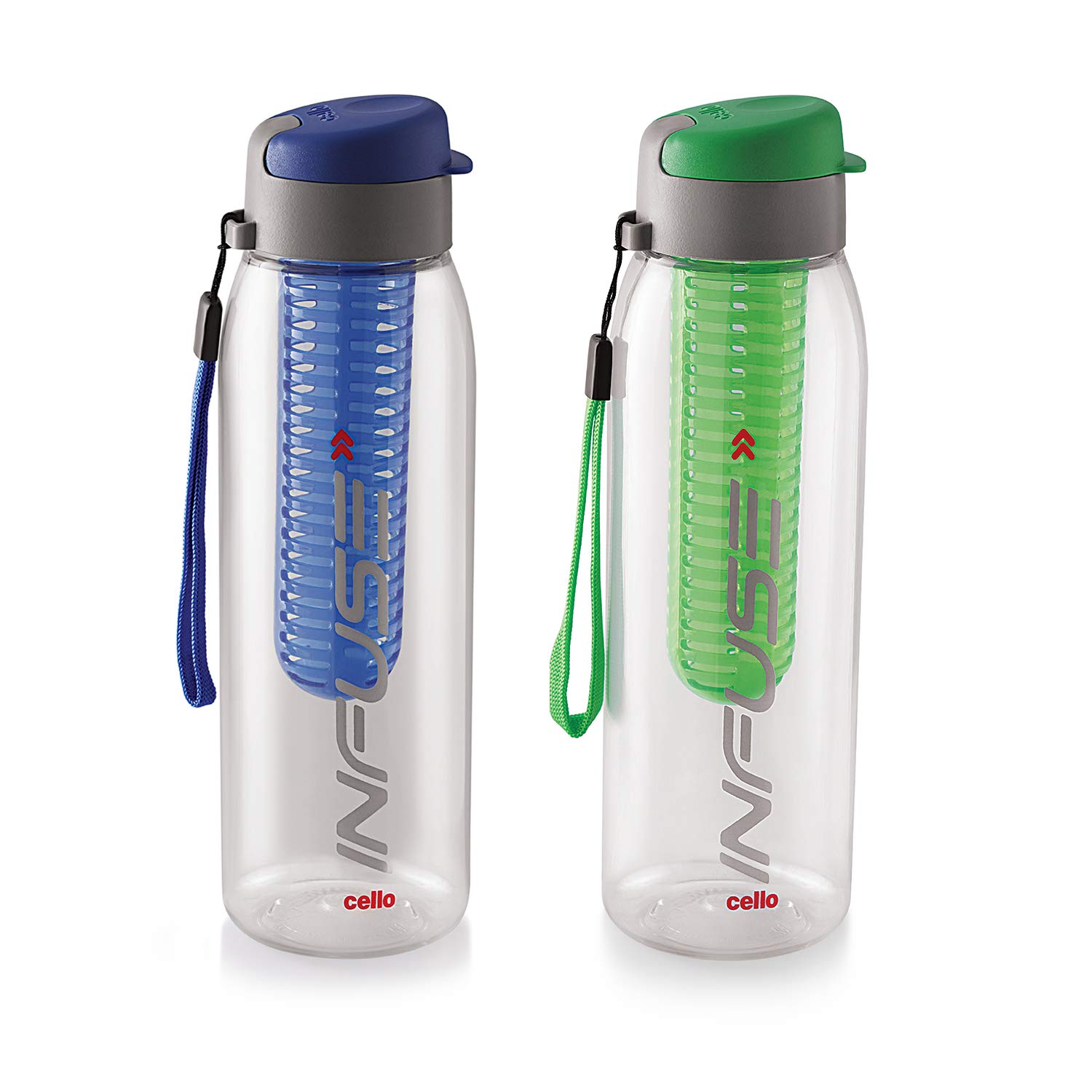 CELLO Infuse Plastic(PET) Water Bottle with Infuser, 800ml, Set of 2