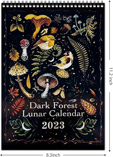 Miniatura 4 de Calendario de pared 2023 calendario de pared mensual 2023 calendario lunar de bosque oscuro decoración de pared calendario de pared 2023 de 12 meses