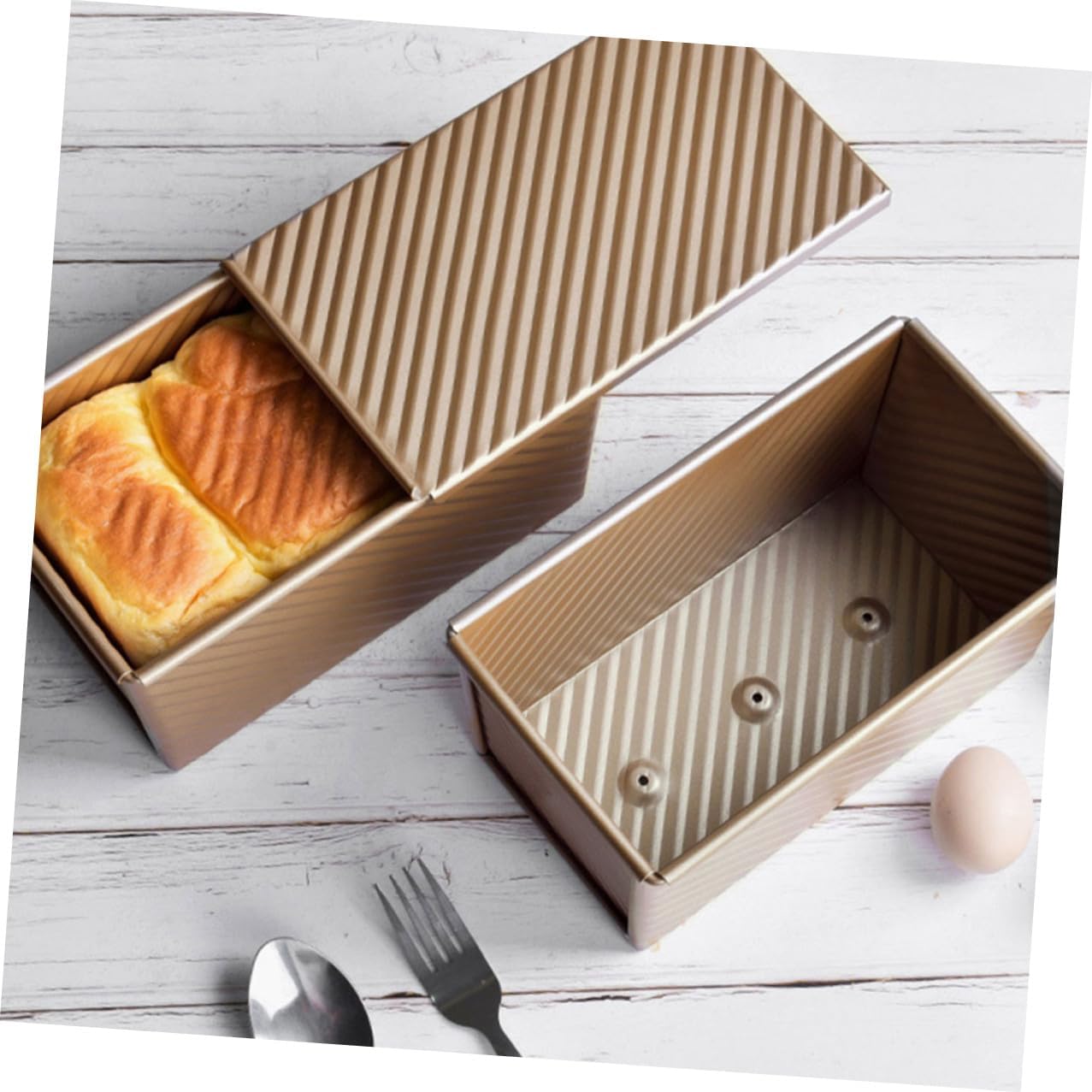 2pcs Metal Loaf Pan Bread Mold with Sliding Lid Nonstick Baking Bread Loaf Pans for Oven Baking Small Set for Homemade Toast