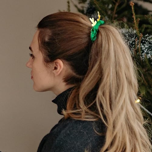 Miniatura 9 de 3 coleteros de seda para el cabello de Navidad, elásticos con árbol de Navidad, Papá Noel, alce, bandas elásticas suaves para el cabello, color