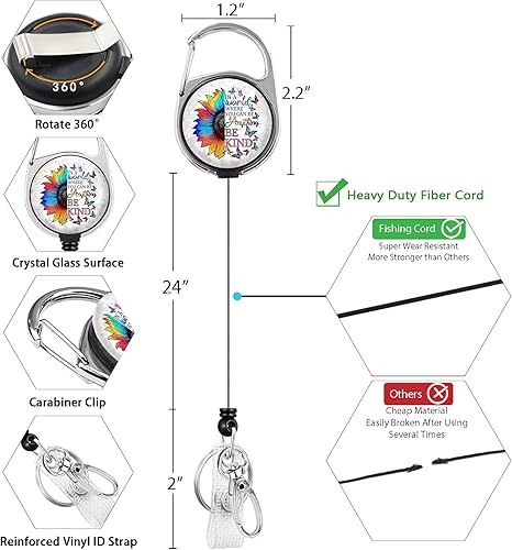 Miniatura 71 de Funny Chicken Badge Holder with Retractable Reel ID Card Badge Case with Carabiner Clip Heavy Duty Vertical Card Name Tag Badge Protector Cover for