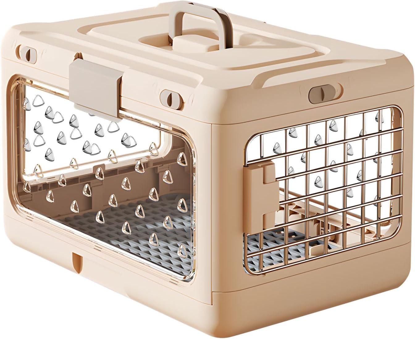 Puppy Crate Transport Box Hard Sided Transparent Portable Dog Kennel Pet Carrier for Small Dogs Kitten, Yellow