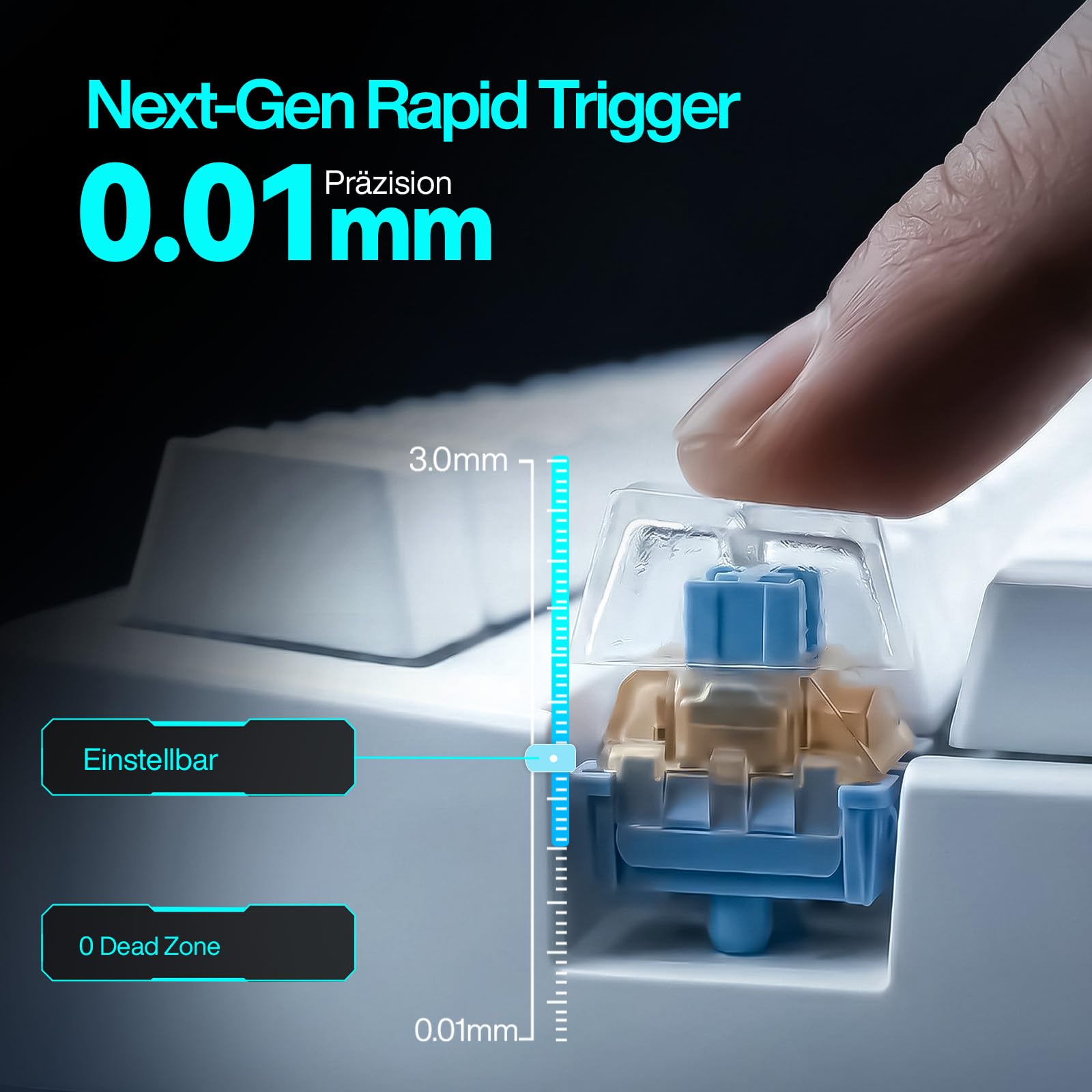 GK GAMAKAY TK75 TMR Rapid Trigger Gaming Tastatur QWERTZ (ISO-DE Layout) | TFT Bildschirm, 8K Polling Rate BT/2.4GHz/USB-C 0,01mm RT Hall Effekt kabellose Tastatur, Schwarz, Magnetic Phoenix Switch V3