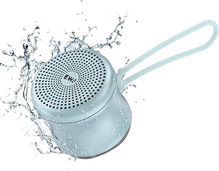EWA A119 Mini Bluetooth Speaker with Lanyard, Small Speaker with Bass Radiator, IPX7 Waterproof, Tiny but Powerful, Super Cute Metal Wireless Portable Speaker for Home, Office, Travel, Outdoors (Blue)