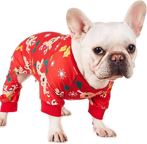 Miniatura 2 de Camisa de Navidad para perro, ropa para mascotas, 100% algodón, pijama para cachorros, disfraces de Navidad para perros (M)