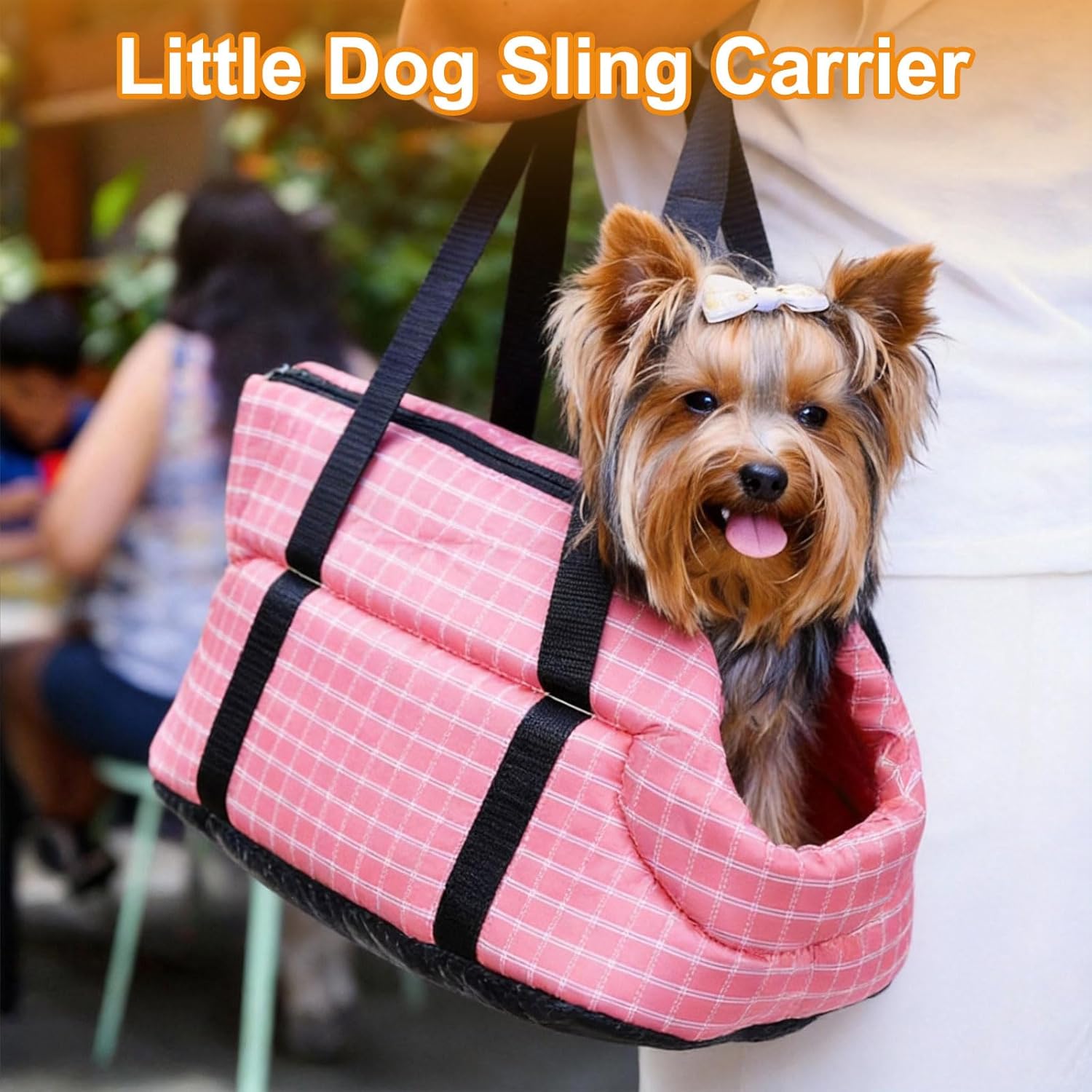 Dog Purse Carrier with Crossbody Strap, Breathable and Portable, Little Dog Sling Carrier 18.9" x 9.8" x 10.4", (Brown), Intended for Hiking/Camping/Traveling
