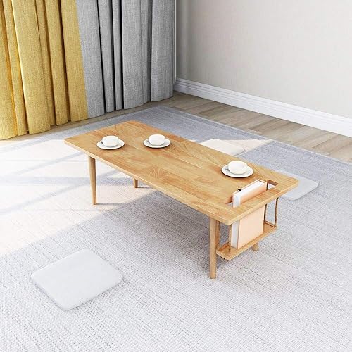 Miniatura 13 de WoodShine Mesa de café y té de madera moderna de mediados de siglo, escritorio de piso bajo japonés, mesas auxiliares de madera maciza real con