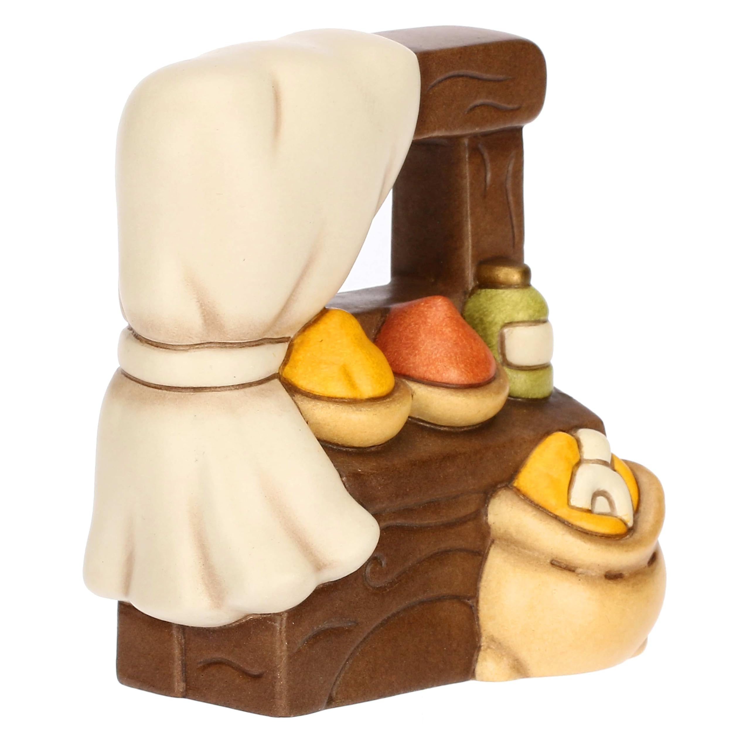 THUN, Banco delle Spezie in Ceramica di Alta Qualità, Collezione Presepe Classico, Statuine per Presepe di Natale da Collezione, 5,4 x 4,3 x 7,9 cm