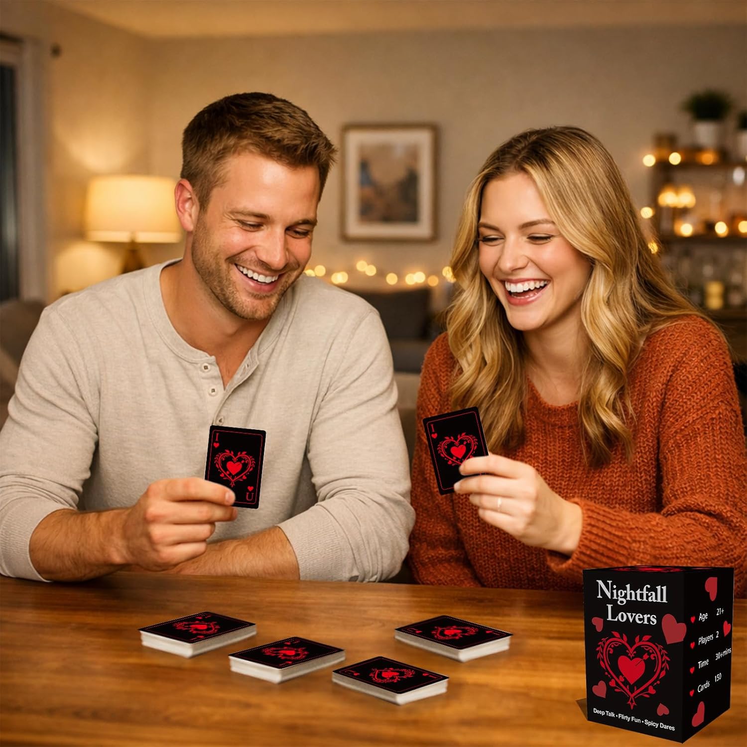 VOCHIC Nightfall Lovers Card Game for Couples, 150 Fun and Romantic Cards Couples Games for Adults Date Nights 2 Players for Him and Her Valentine’s Day Anniversary