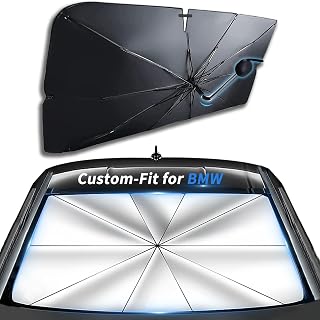 Custom-Fit BMW Windshield Sun Shade Umbrella, Car Sunshade Cover UV Block Car Front Window with 360Rotation, Designed for BMW 3 Series