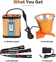 Vista 5 de Linterna de cabeza LED recargable súper brillante – Linterna de cabeza portátil impermeable de alta potencia, 3 modos de iluminación ajustables