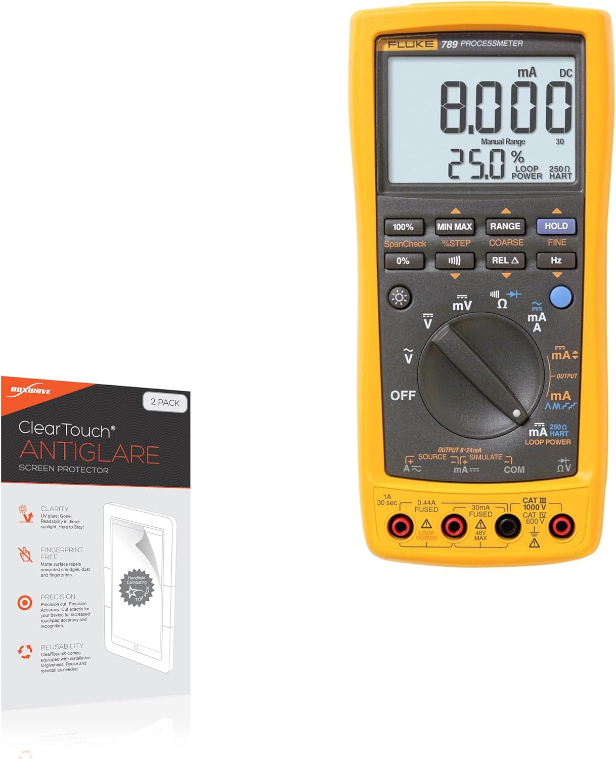 BoxWave Screen Protector Compatible with Fluke 789 - ClearTouch Anti-Glare (2-Pack), Anti-Fingerprint Matte Film Skin