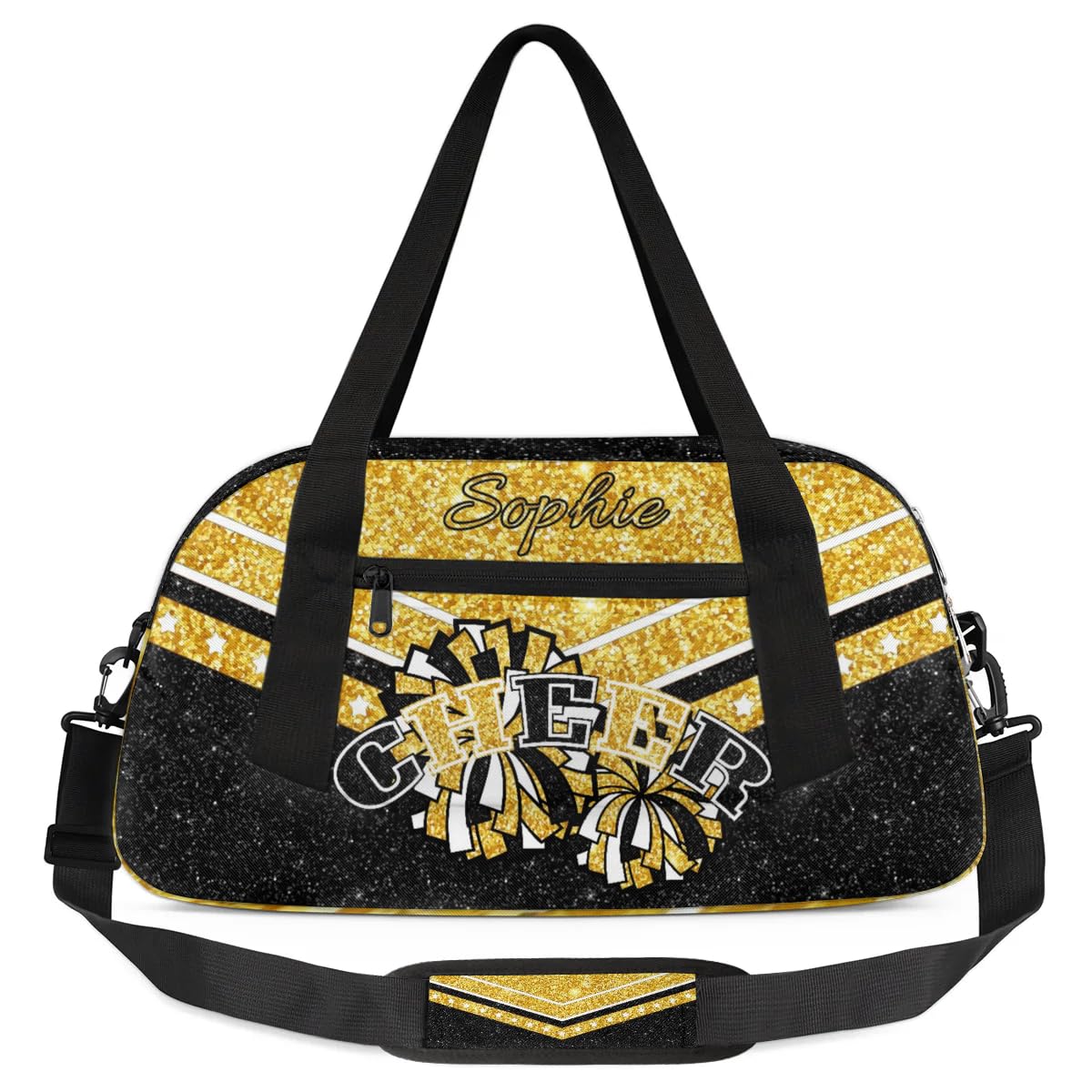 CNNINGYI Personalized Cheer Bag for Girls, Custom Name Cheerleader Bag, SportS Gym Duffle for Women Yellow