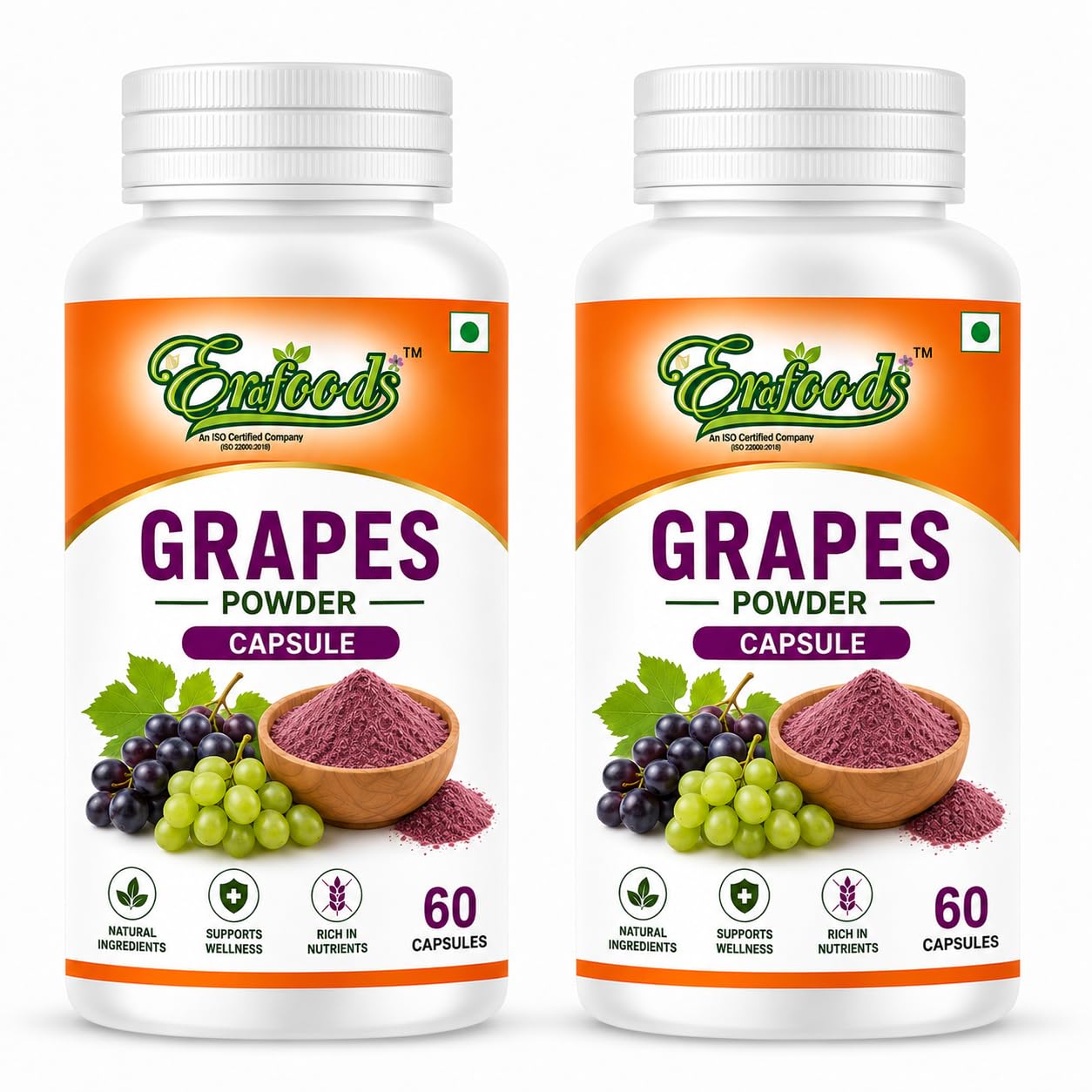 Erfoods Grapes Powder Capsule, 60 Capsules (Pack of 2) | Natural Ingredients, Supports Wellness, Rich in Nutrients, ISO Certified, Grape Seed Extract-image-18