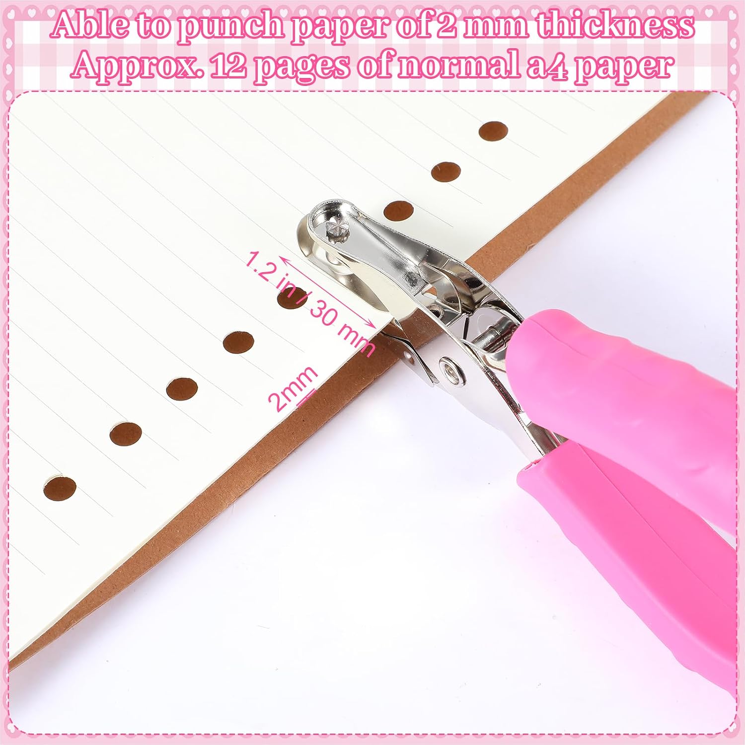 12 Pcs Single Hole Punch Handheld 1/4 Inch Hole Punch for Paper, Binder & Scrapbooking | Circle Single Shape Puncher | Soft-Grip Handles, Auto Paper Chip Collector, Lightweight, Multicolor