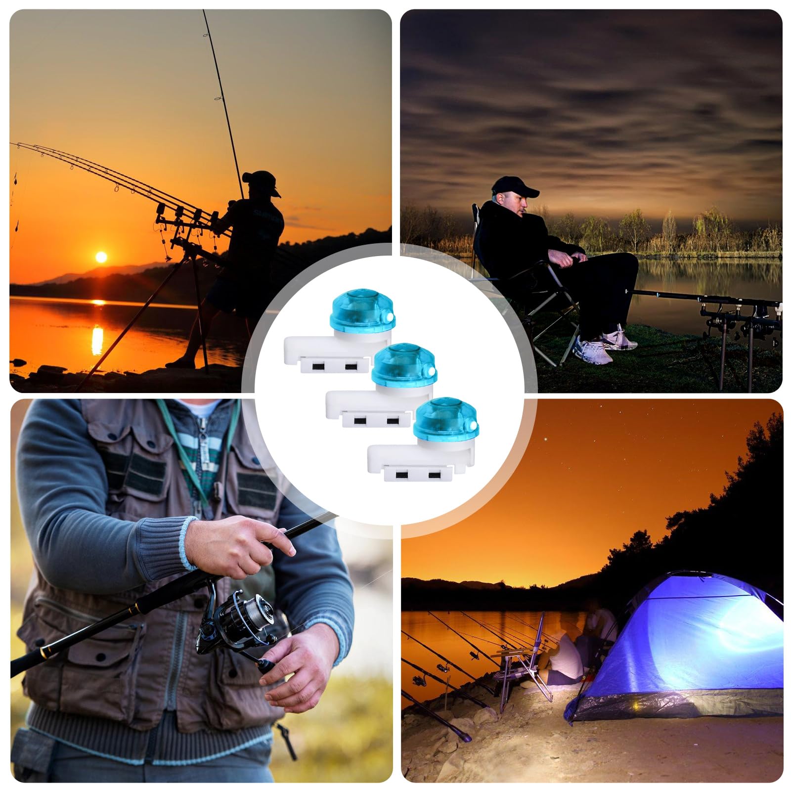 Alarmas de Picada de Pesca LED, 3 Piezas Indicadores Electrónicos para Caña de Pescar