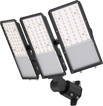 300W Upgraded LED Parking Lot Light with Photocell 45000lm 5000K, ETL, IP66 Waterproof Adjustable 3-Head Commercial Lighting Outdoor, Pole Mount, Flood Lights for Roadways, Driveways
