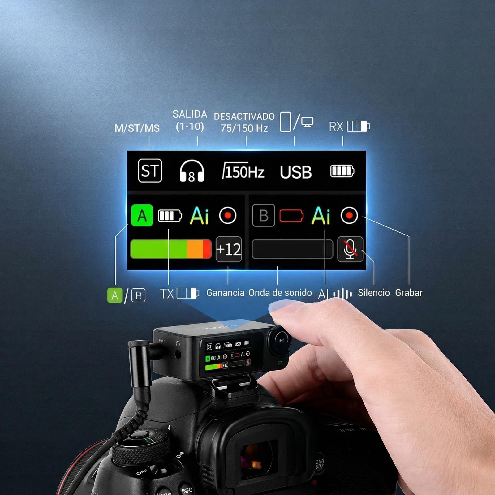 NEEWER CM36 Pro Micrófono Inalámbrico, AI Cancelación Ruido, 48KHz/32bits Float, 8GB Almacenamiento, 85dB SNR, 54h Batería con Estuche Carga, 328ft Range, Lav Mic para iPhone Android Vlog Camera PC