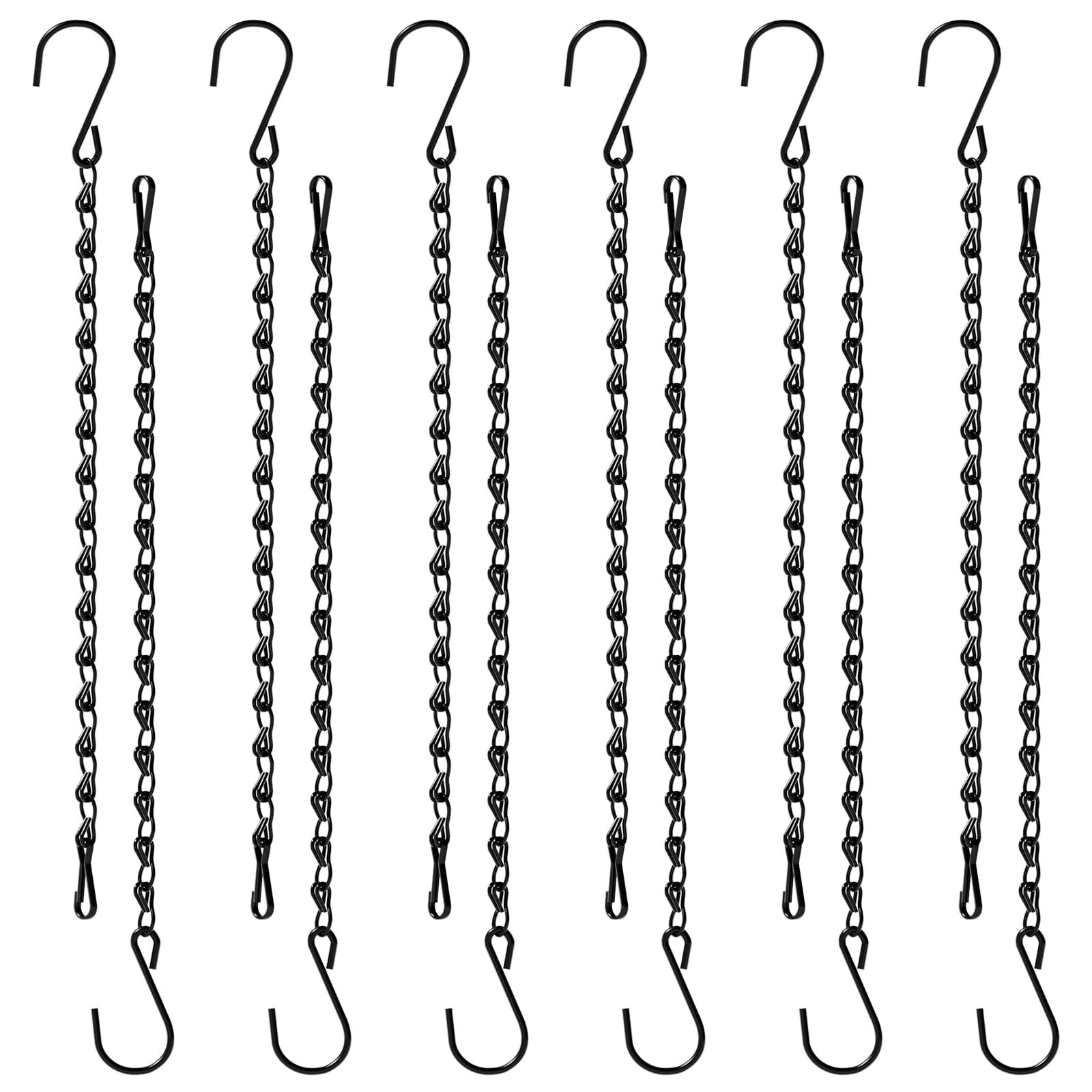 Bamworld Portapiante Sospesi 12 Pezzi, 35 cm Catene Nere con Ganci Soffitto, Supporto Sospensione per Mangiatoie Vasi Campanelli Vento, Interno ed Esterno